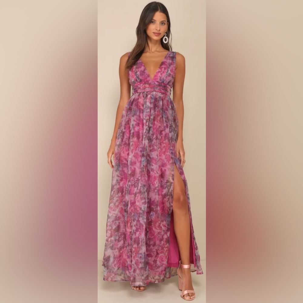 Lulus Garden Romance Maxi Dress Organza Dress Purple XL